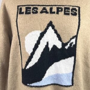 Universal Thread Les Alpes Mountain Graphic Sweater Tan Mens Large New